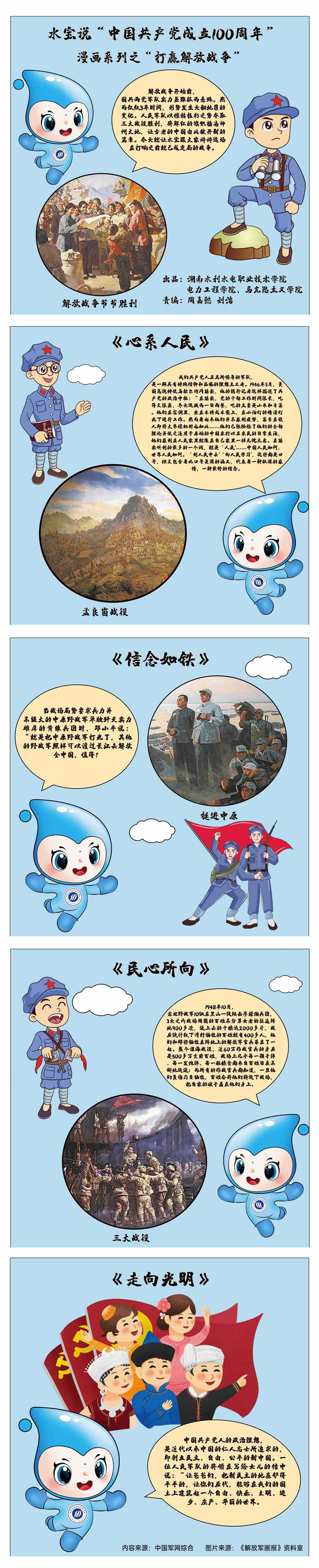 党史教育 水宝说 中国共产党成立100周年 漫画系列之 打赢解放战争 学院动态 湖南水利水电职业技术学院